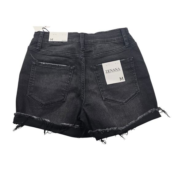 NWT Zenana black stretch grunge black cut off shorts sz M comfort summer emo - Picture 1 of 8
